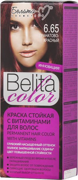 Изображение товара Крем-краска для волос Белита-М Belita Color стойкая с витаминами № 6.65 (гранатово-красный)