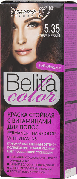 Изображение товара Крем-краска для волос Белита-М Belita Color стойкая с витаминами № 5.35 (коричневый)