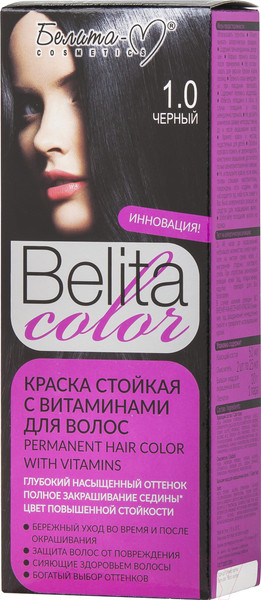 Изображение товара Крем-краска для волос Белита-М Belita Color стойкая с витаминами № 1.0 (черный)