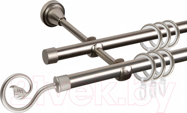 Изображение товара Карниз для штор АС ФОРОС Grace D16Г/16Г + наконечники Завиток одинарный (2м, сатин)