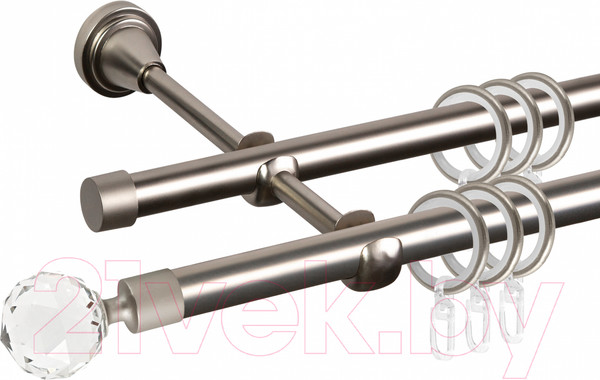 Изображение товара Карниз для штор АС ФОРОС Grace D16Г/16Г + наконечники Кристалл (2м, сатин)