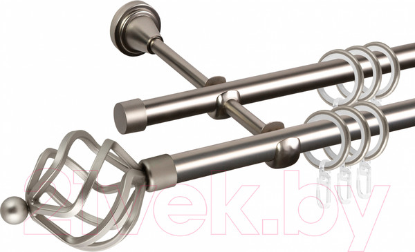 Изображение товара Карниз для штор АС ФОРОС Grace D16Г/16Г + наконечники Булава (2.4м, сатин)