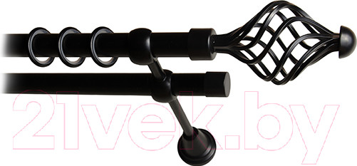 Изображение товара Карниз для штор Lm Decor Вираж 098 2р гладкий 25/19мм (черный матовый, 2.8м)