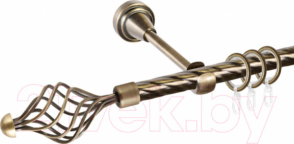 Изображение товара Карниз для штор АС ФОРОС Grace D16К + наконечники Ажур (1.4м, антик)
