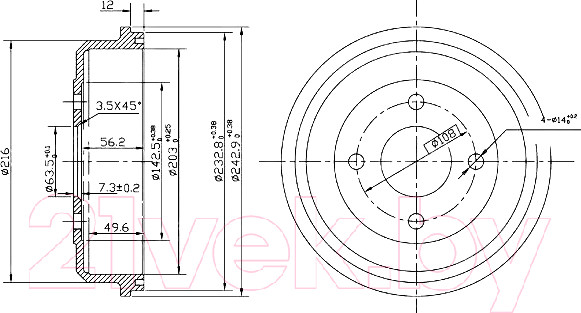 Изображение товара Тормозной барабан Patron PDR1533