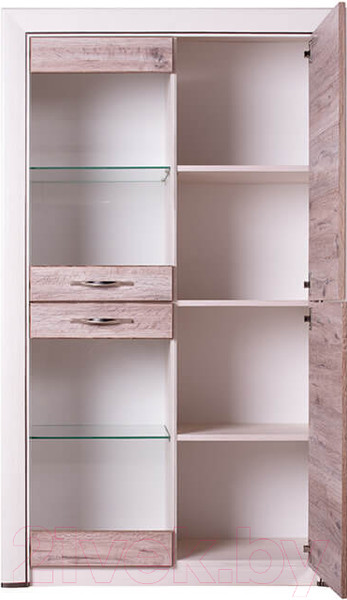 Изображение товара Шкаф с витриной Anrex Olivia 2V2D (вудлайн кремовый/дуб аскона)