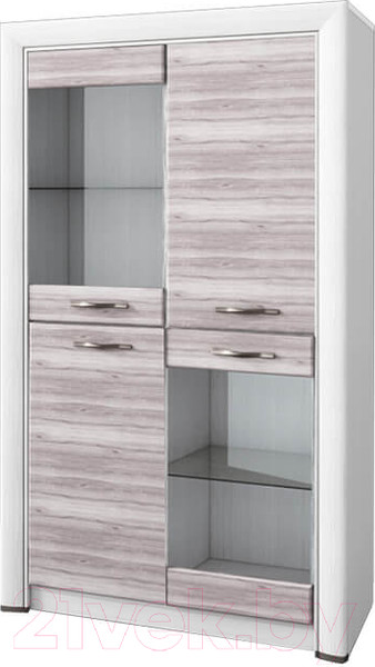 Изображение товара Шкаф с витриной Anrex Olivia 2V2D (вудлайн кремовый/дуб аскона)