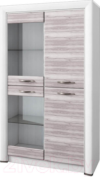 Изображение товара Шкаф с витриной Anrex Olivia 2V2D (вудлайн кремовый/дуб аскона)