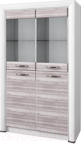 Изображение товара Шкаф с витриной Anrex Olivia 2V2D (вудлайн кремовый/дуб аскона)