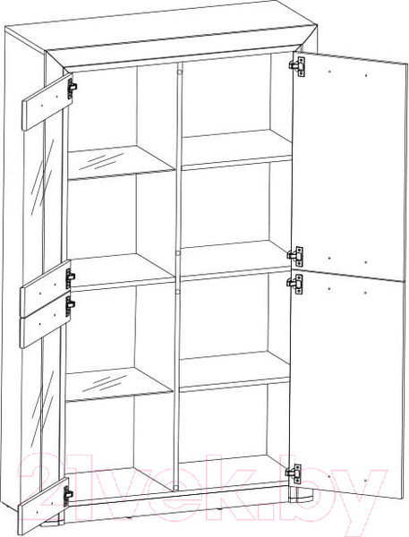 Изображение товара Шкаф с витриной Anrex Olivia 2V2D (вудлайн кремовый/дуб аскона)
