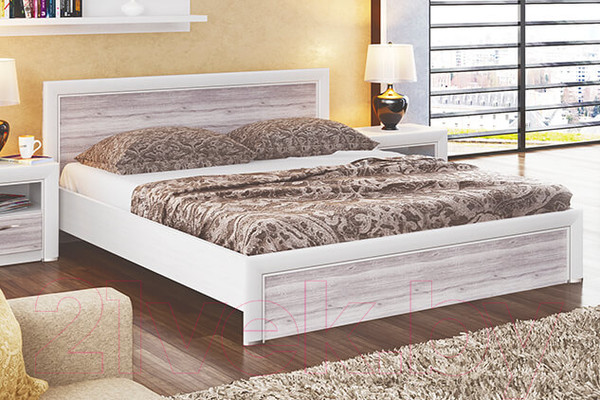 Изображение товара Двуспальная кровать Anrex Olivia 160 с ПМ (вудлайн кремовый/дуб анкона)