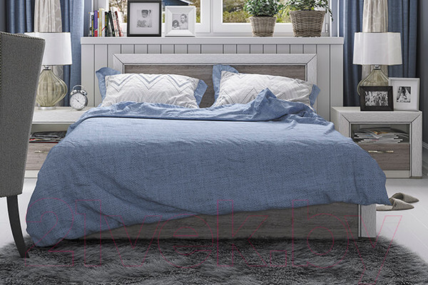 Изображение товара Двуспальная кровать Anrex Olivia 160 с ПМ (вудлайн кремовый/дуб анкона)