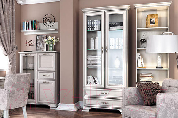 Изображение товара Шкаф с витриной Anrex Tiffany 2V2S (вудлайн кремовый)