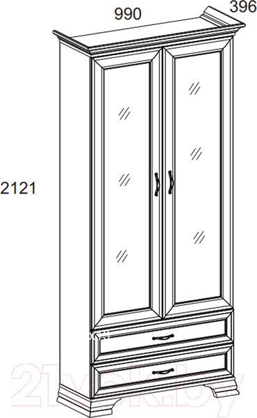 Изображение товара Шкаф с витриной Anrex Tiffany 2V2S (вудлайн кремовый)