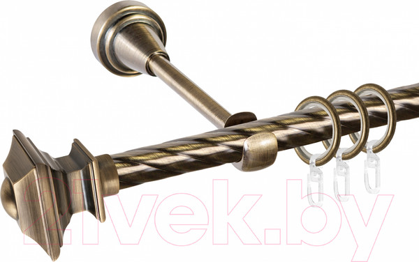 Изображение товара Карниз для штор АС ФОРОС Grace D16К + наконечники Верди (1.6м, антик)