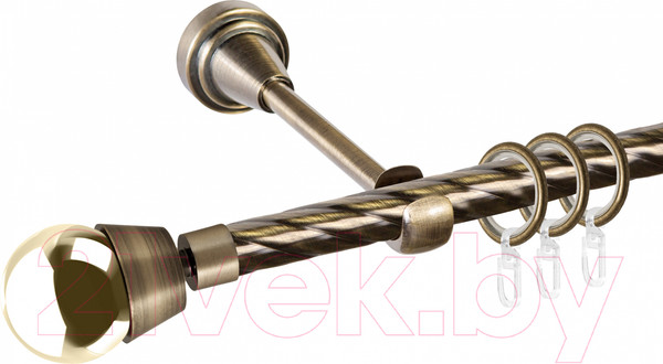 Изображение товара Карниз для штор АС ФОРОС Grace D16К + наконечники Жемчужина золото (1.6м, антик)