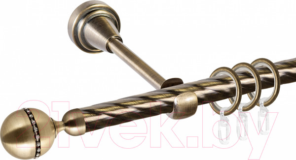 Изображение товара Карниз для штор АС ФОРОС Grace D16К + наконечники Кортеза (1.6м, антик)