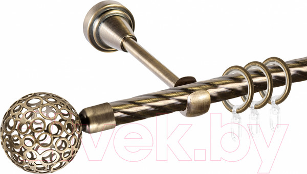 Изображение товара Карниз для штор АС ФОРОС Grace D16К + наконечники Метеор (1.6м, антик)