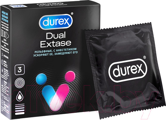 Изображение товара Презервативы Durex Dual Extase №3 с анестетиком (3шт)
