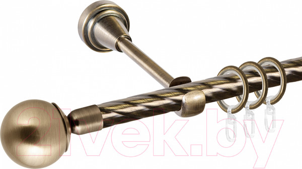Изображение товара Карниз для штор АС ФОРОС Grace D16К + наконечники Шар простой (1.6м, антик)