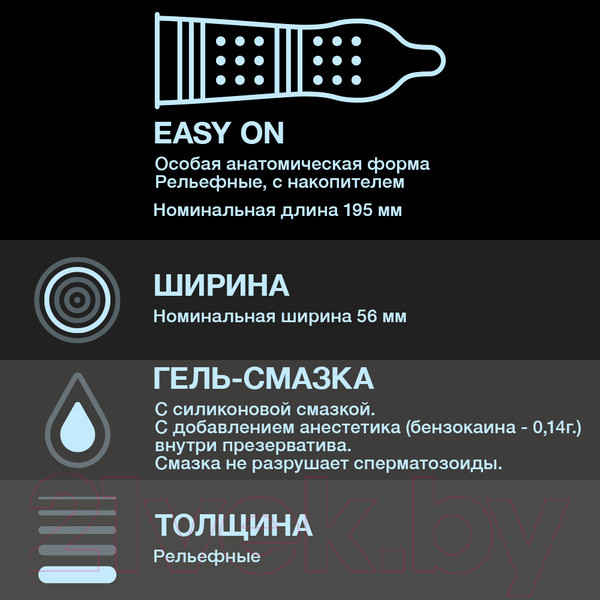 Изображение товара Презервативы Durex Dual Extase №12 рельефные с анестетиком (12шт)
