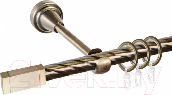 Изображение товара Карниз для штор АС ФОРОС Grace D16К + наконечники Квадро золото (1.8м, антик)