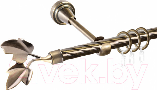 Изображение товара Карниз для штор АС ФОРОС Grace D16К + наконечники Лист ветка (1.8м, антик)