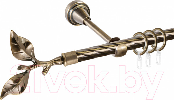 Изображение товара Карниз для штор АС ФОРОС Grace D16К + наконечники Лист розы (1.8м, антик)