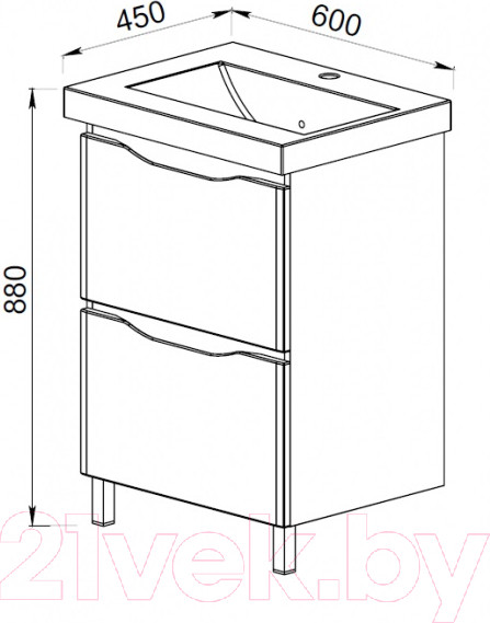 Изображение товара Тумба под умывальник АВН Латтэ 60 / 41.35 (1)