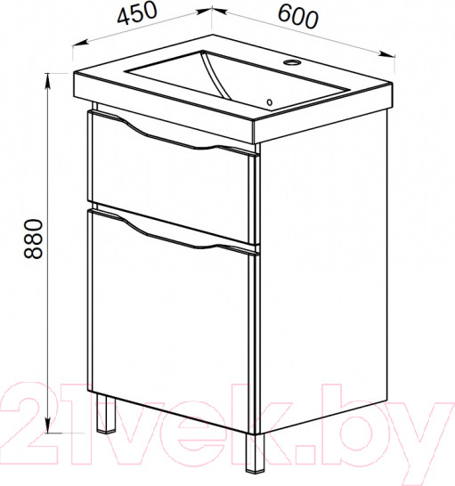 Изображение товара Тумба под умывальник АВН Латтэ 60 / 41.36 (1)
