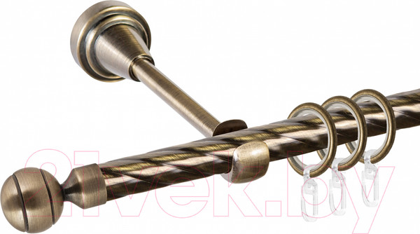 Изображение товара Карниз для штор АС ФОРОС Grace D16К + наконечники Шар рифленый (2м, антик)