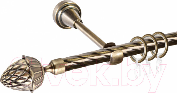 Изображение товара Карниз для штор АС ФОРОС Grace D16К + наконечники Шишка (2.4м, антик)