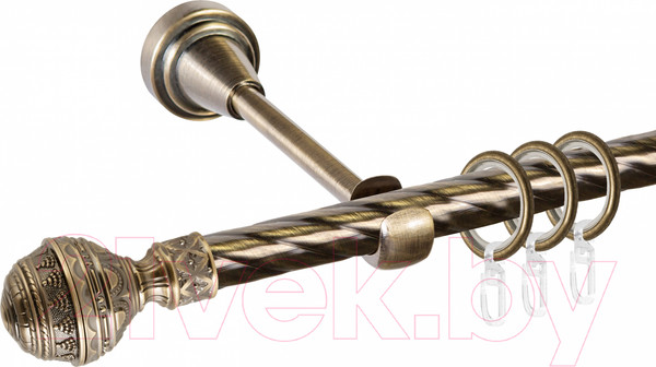 Изображение товара Карниз для штор АС ФОРОС Grace D16К + наконечники Ампир (2.4м, антик)