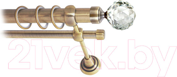 Изображение товара Карниз для штор Lm Decor Кристалл 130 2р гладкий 25/16мм (антик, 2м)