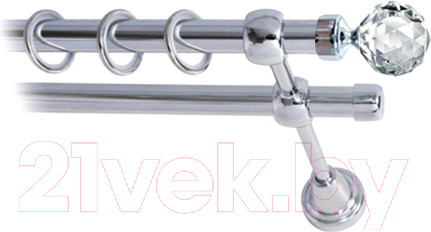 Изображение товара Карниз для штор Lm Decor Кристалл 130 2р гладкий 25/16мм (хром, 1.6м)