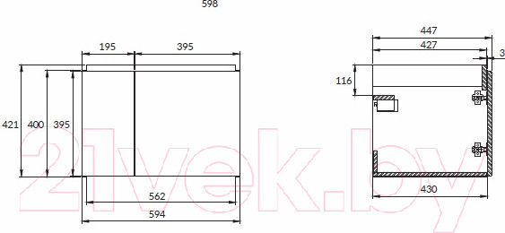 Изображение товара Тумба под умывальник Cersanit Colour / SP-SZ-COL-CM/COL/60