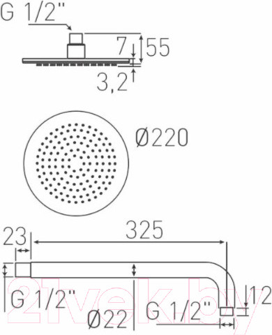 Изображение товара Верхний душ Ferro Rotondo 9” NPT03