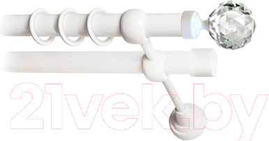 Изображение товара Карниз для штор Lm Decor Кристалл 130 2р гладкий 25/19мм (белый глянец, 2.4м)