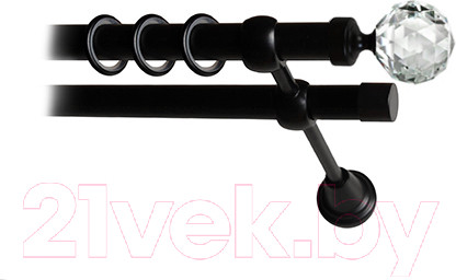 Изображение товара Карниз для штор Lm Decor Кристалл 130 2р гладкий 25/19мм (черный матовый, 3.2м)