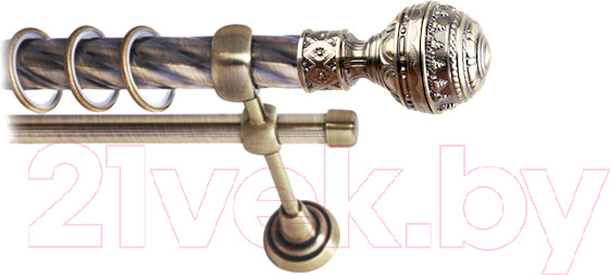 Изображение товара Карниз для штор Lm Decor Ампир 161 2р витой 25/16мм (антик, 1.8м)
