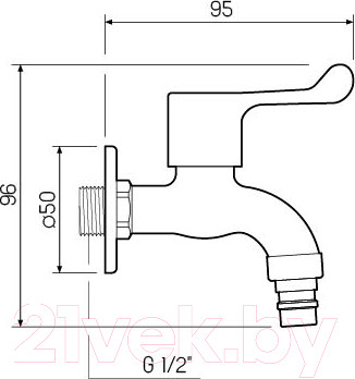 Изображение товара Кран на одну воду РМС SUS124KR-1/2