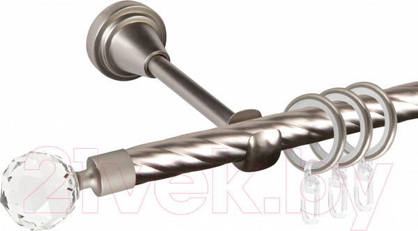 Изображение товара Карниз для штор АС ФОРОС Grace D16K + наконечники Кристалл (2м, сатин)