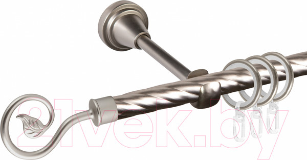 Изображение товара Карниз для штор АС ФОРОС Grace D16K + наконечники Завиток одинарный (3м, сатин)