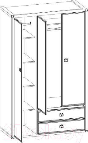 Изображение товара Шкаф Anrex Magellan 3DG2S (сосна винтаж)