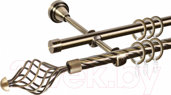 Изображение товара Карниз для штор АС ФОРОС Grace D16K/16Г + наконечники Ажур (1.4м, антик)