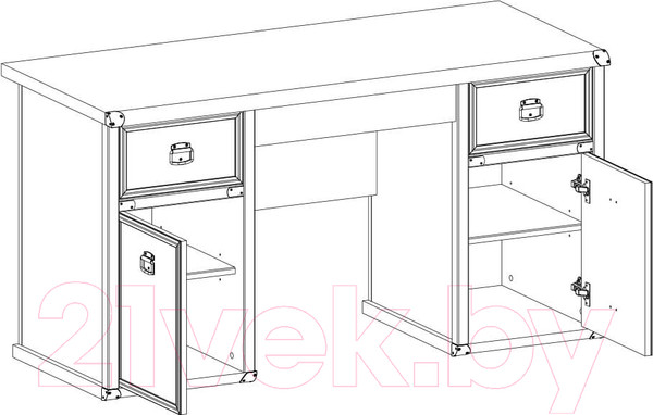 Изображение товара Письменный стол Anrex Magellan 2D3S (сосна винтаж)