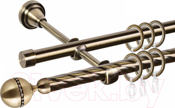 Изображение товара Карниз для штор АС ФОРОС Grace D16K/16Г + наконечники Кортеза (1.4м, антик)
