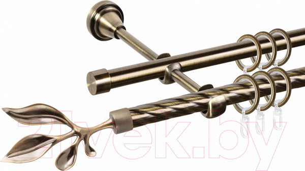 Изображение товара Карниз для штор АС ФОРОС Grace D16K/16Г + наконечники Баваро (1.6м, антик)