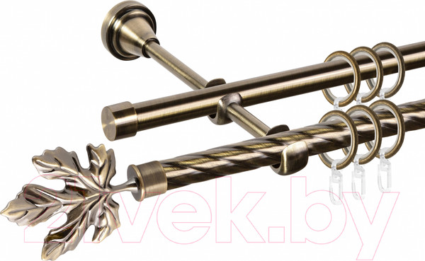 Изображение товара Карниз для штор АС ФОРОС Grace D16K/16Г + наконечники Клен (1.6м, антик)