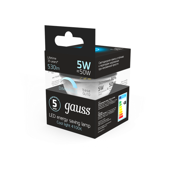 Изображение товара Лампа Gauss GU10-dim 5W 4100K / 101506205-D